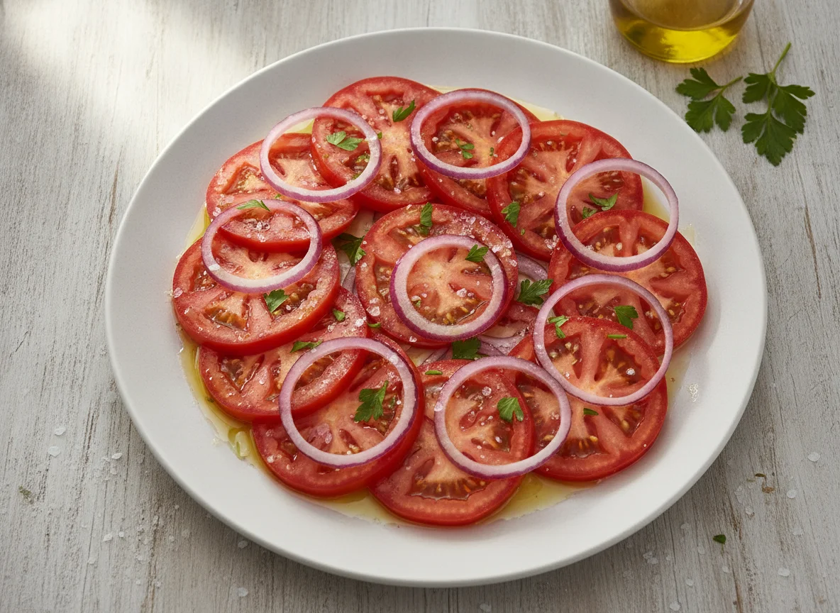 Ensalada de tomate y cebolla roja photo