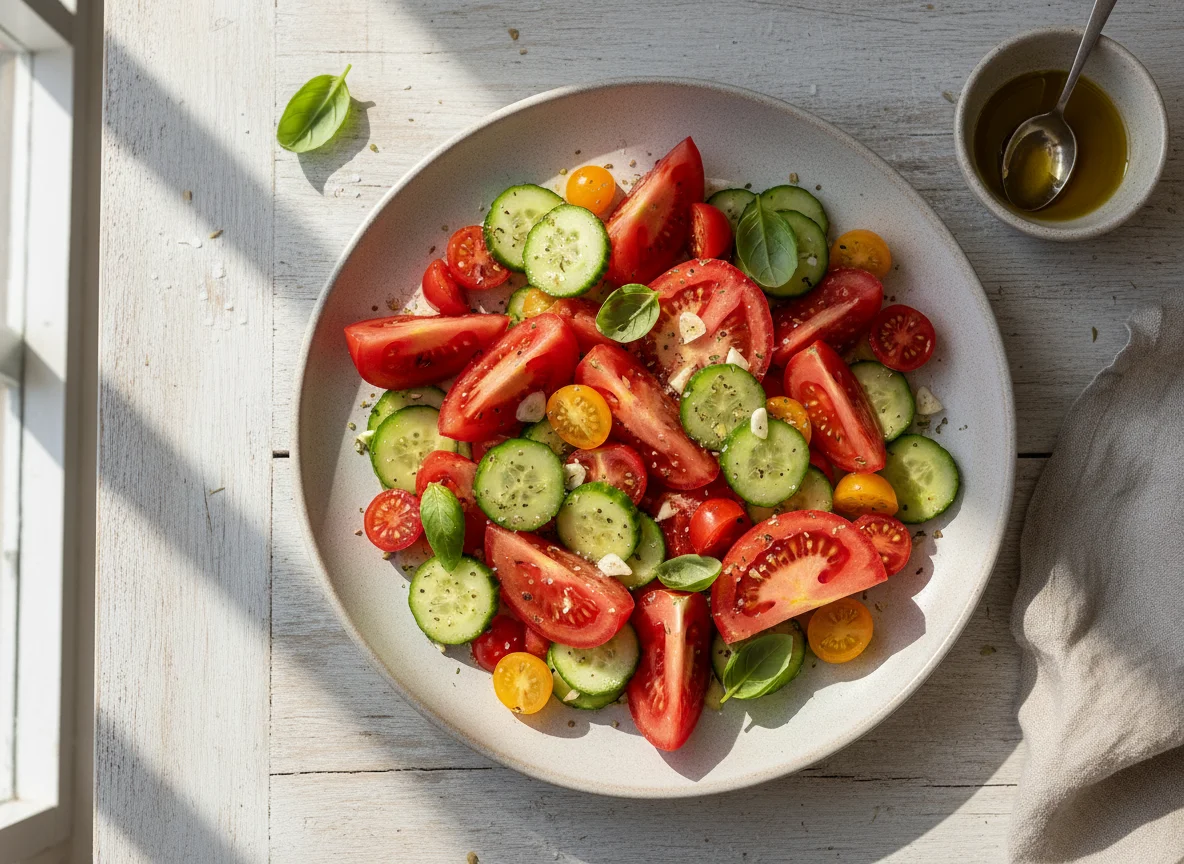 Ensalada de tomate y pepino photo