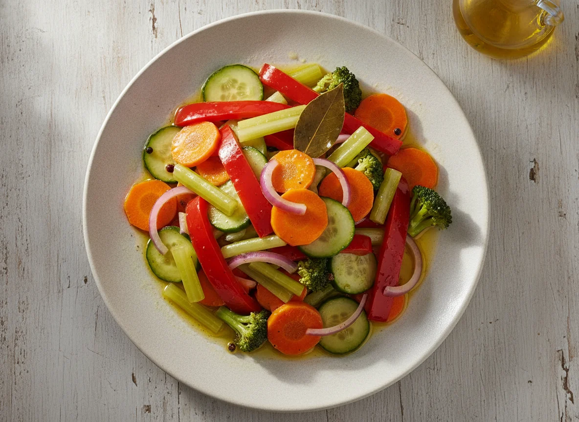 Ensalada de vegetales mixtos en escabeche photo