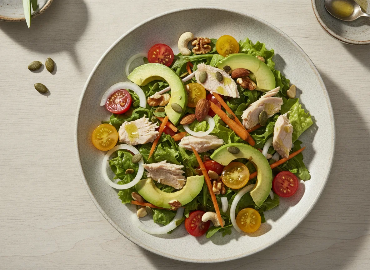 Ensalada de ventresca de atún y aguacate photo
