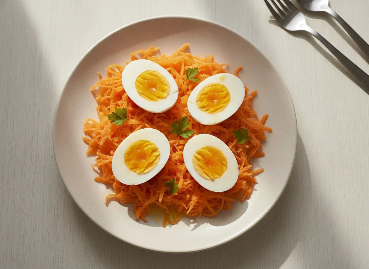 Ensalada de zanahoria y huevo photo