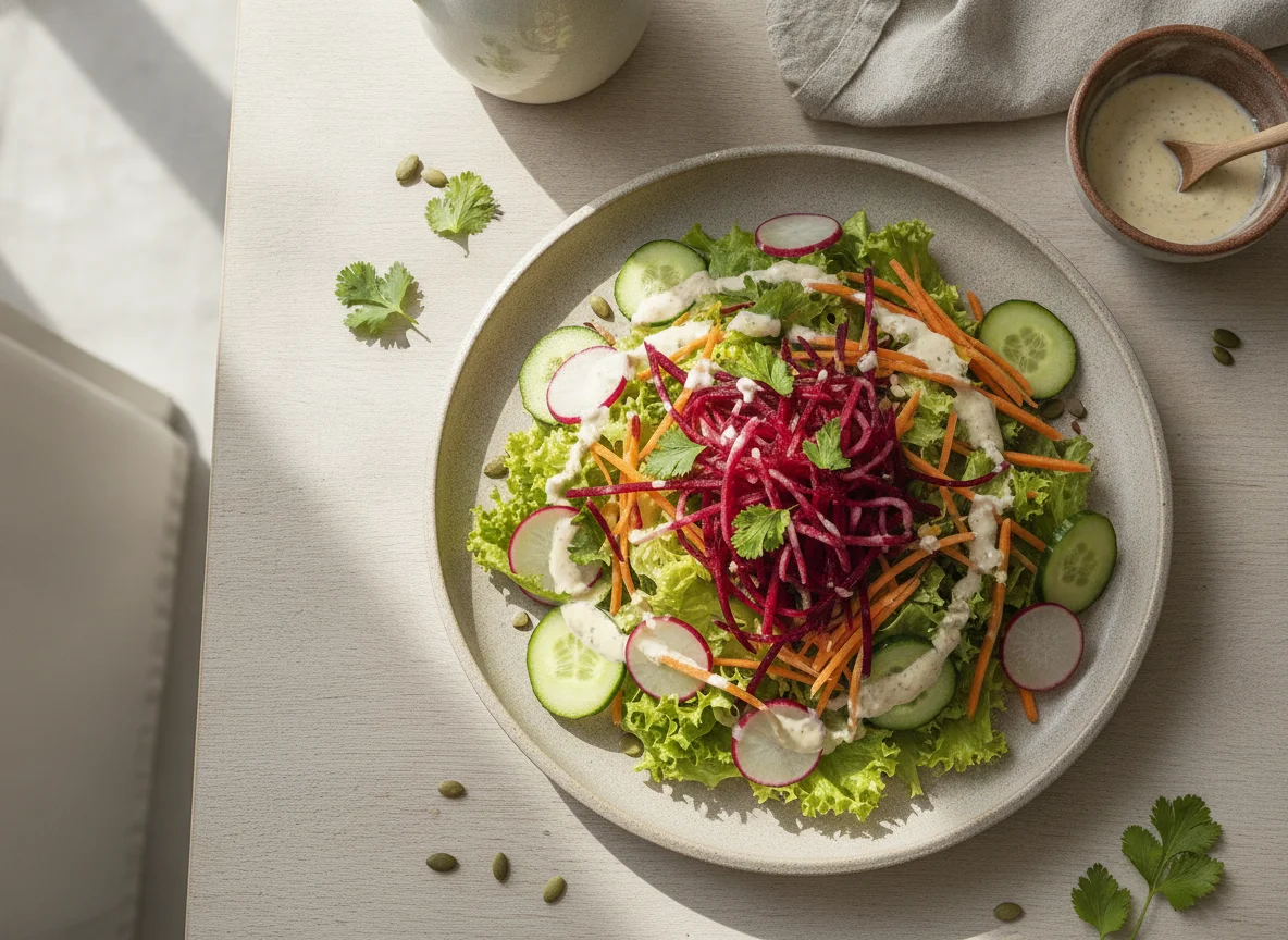 Ensalada fresca con aderezo photo
