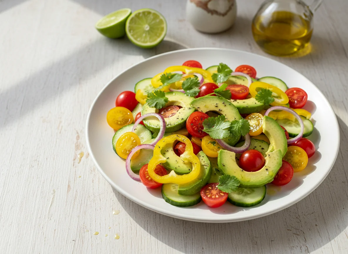 Ensalada fresca de aguacate y vegetales photo
