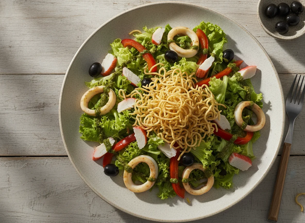 Ensalada Mediterránea con Calamares y Pimentón photo