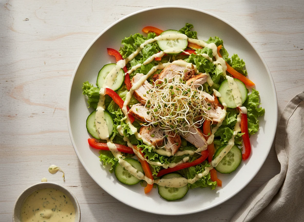 Ensalada mixta con aderezo cremoso photo