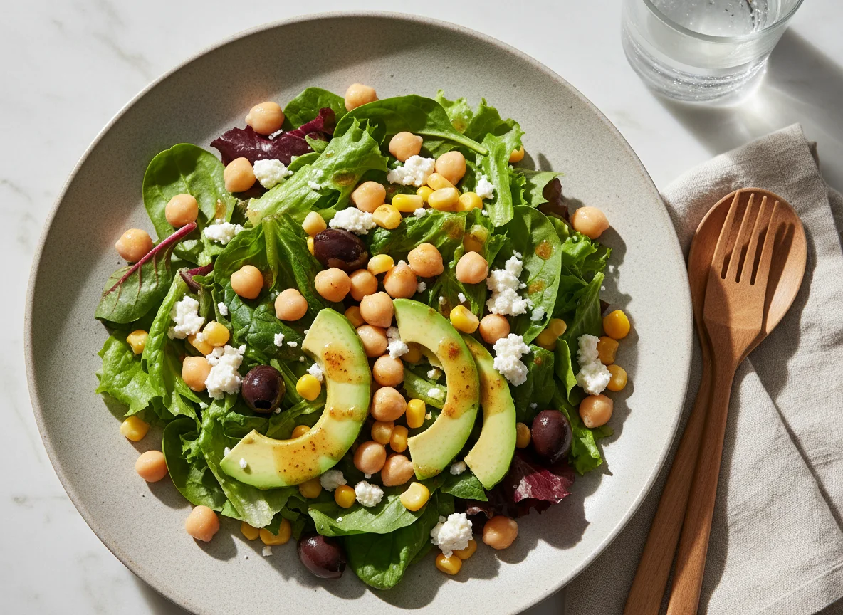 Ensalada mixta con aguacate y queso photo