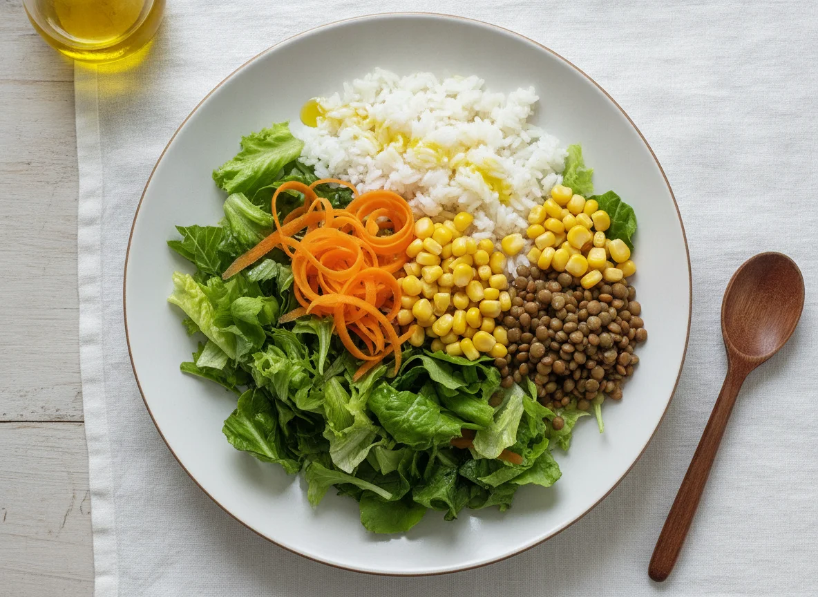 Ensalada mixta con arroz y choclo photo