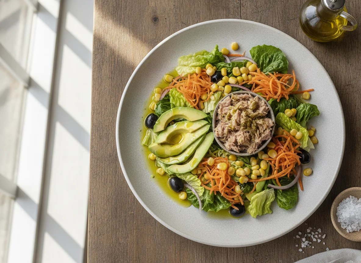 Ensalada mixta con atún y aguacate photo