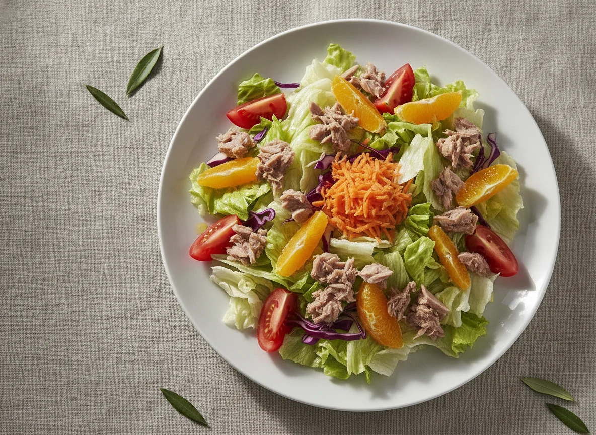 Ensalada mixta con atún y naranja photo