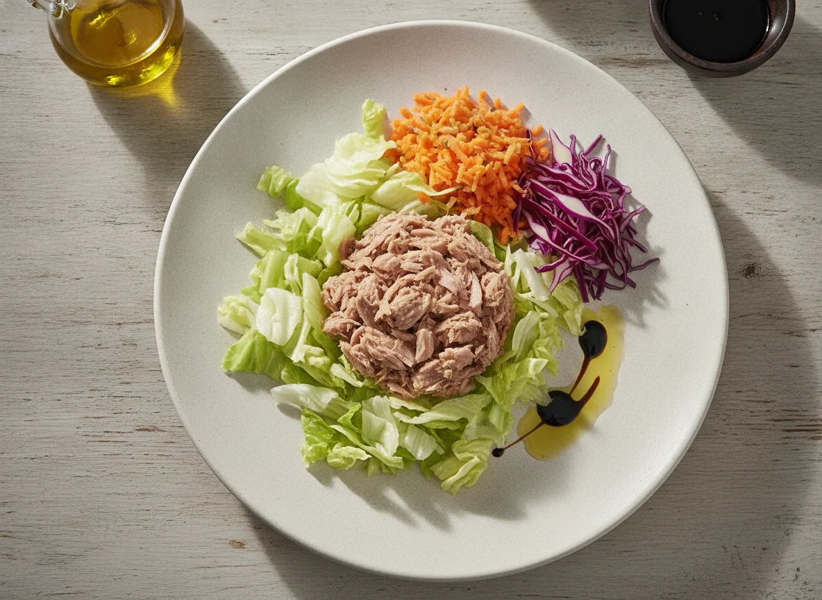 Ensalada mixta con atún y vinagreta photo