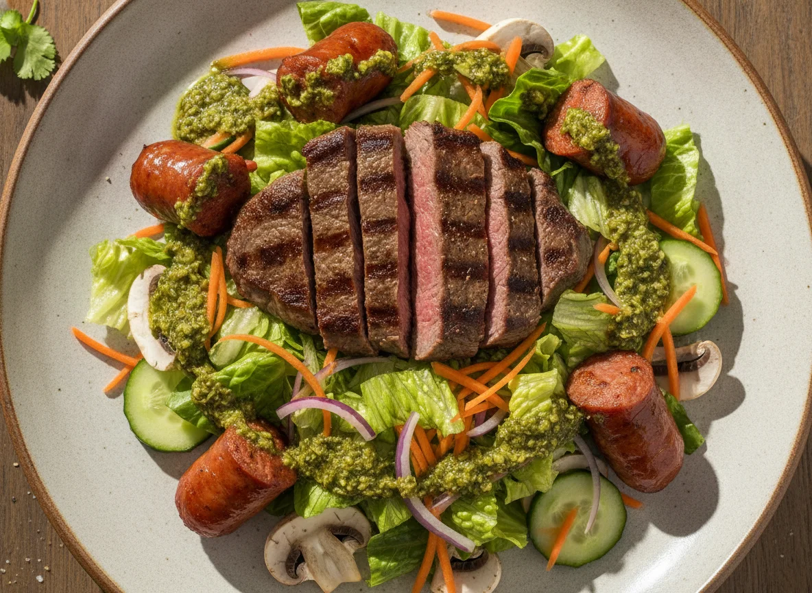 Ensalada mixta con carne y longaniza photo