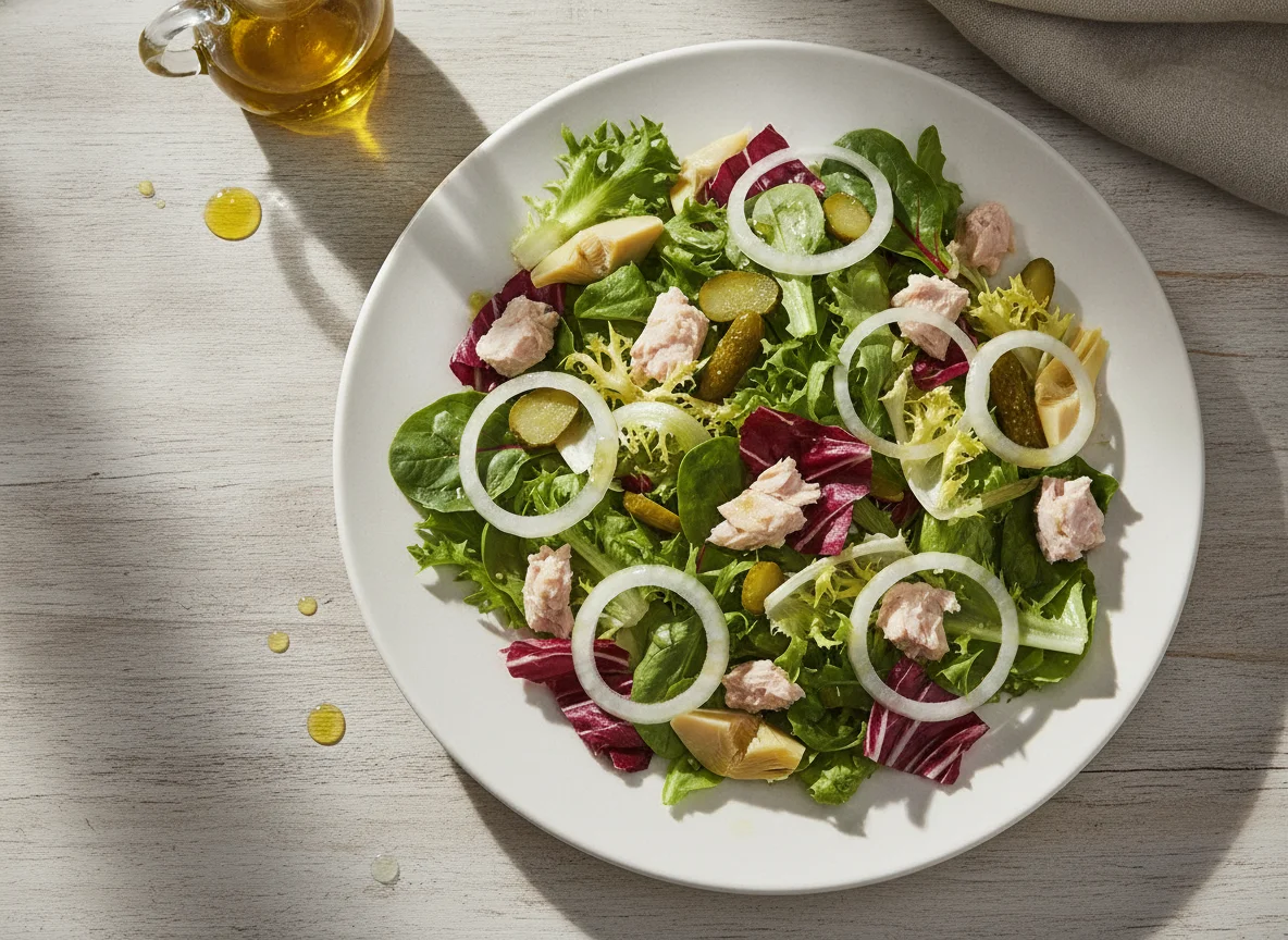 Ensalada mixta con cebolla y encurtidos photo