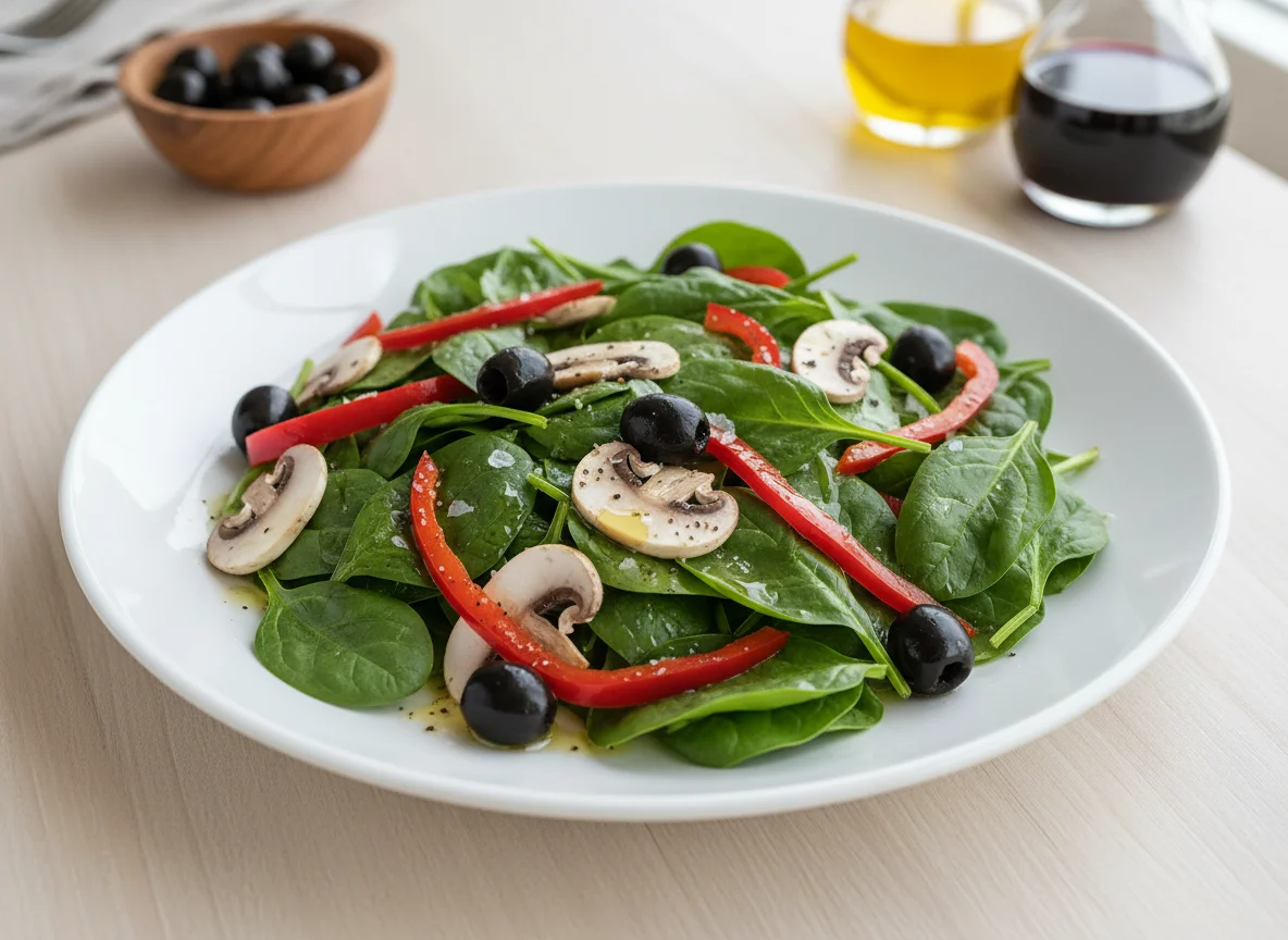 Ensalada mixta con espinaca y champiñones photo