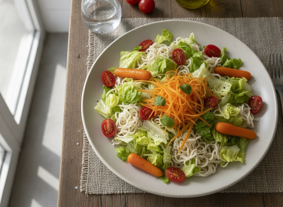 Ensalada mixta con fideos de arroz photo