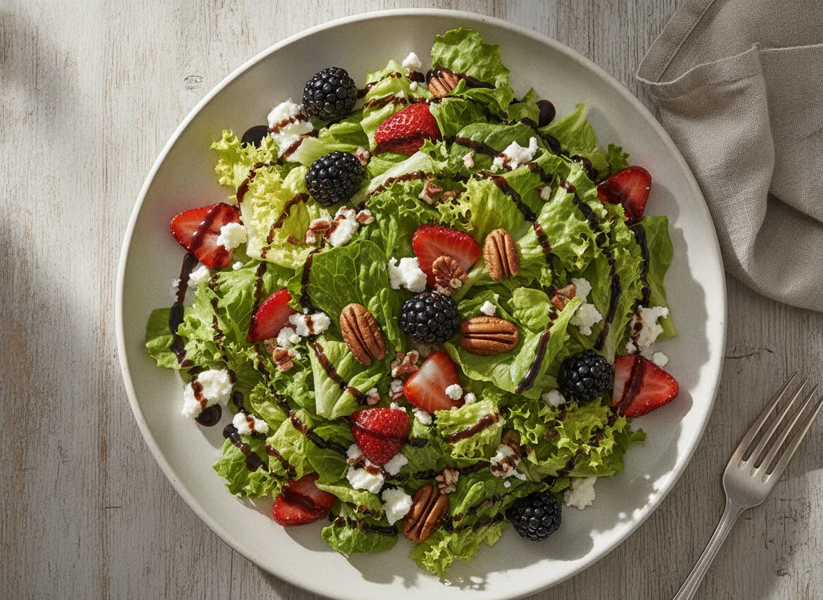 Ensalada mixta con frutos rojos y nueces photo