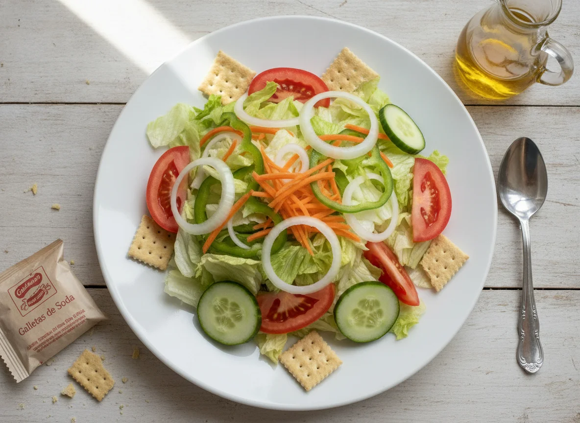 Ensalada mixta con galletas de soda photo