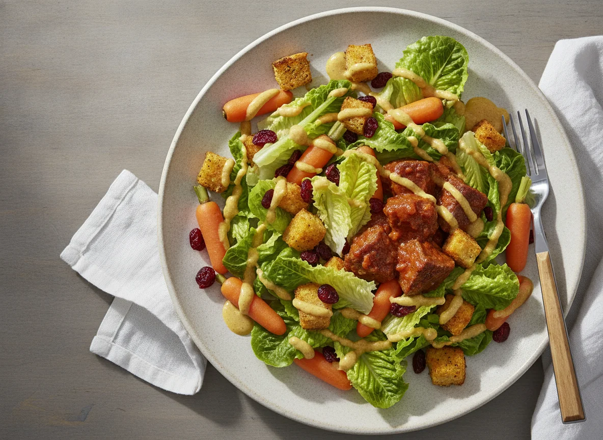 Ensalada mixta con guiso de carne photo