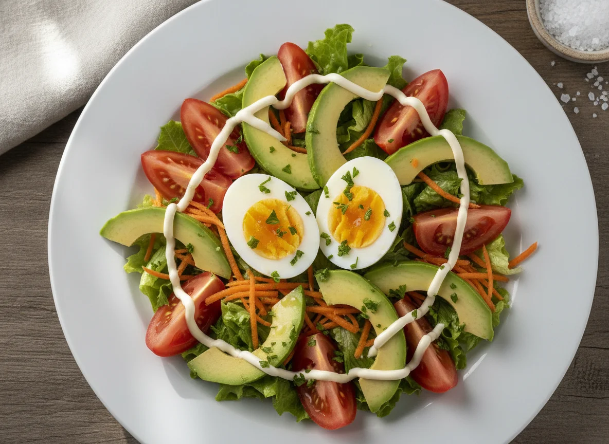 Ensalada mixta con huevo duro y palta photo