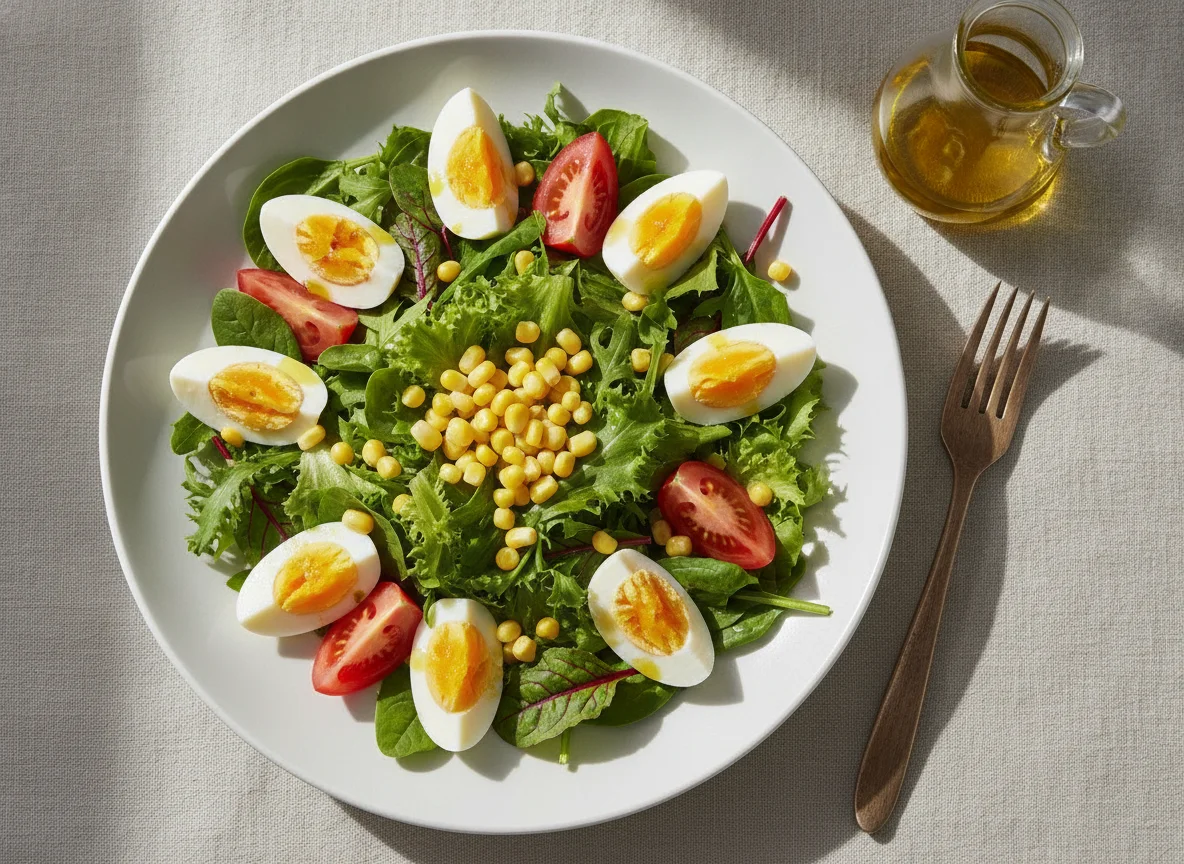 Ensalada mixta con huevo y maíz photo