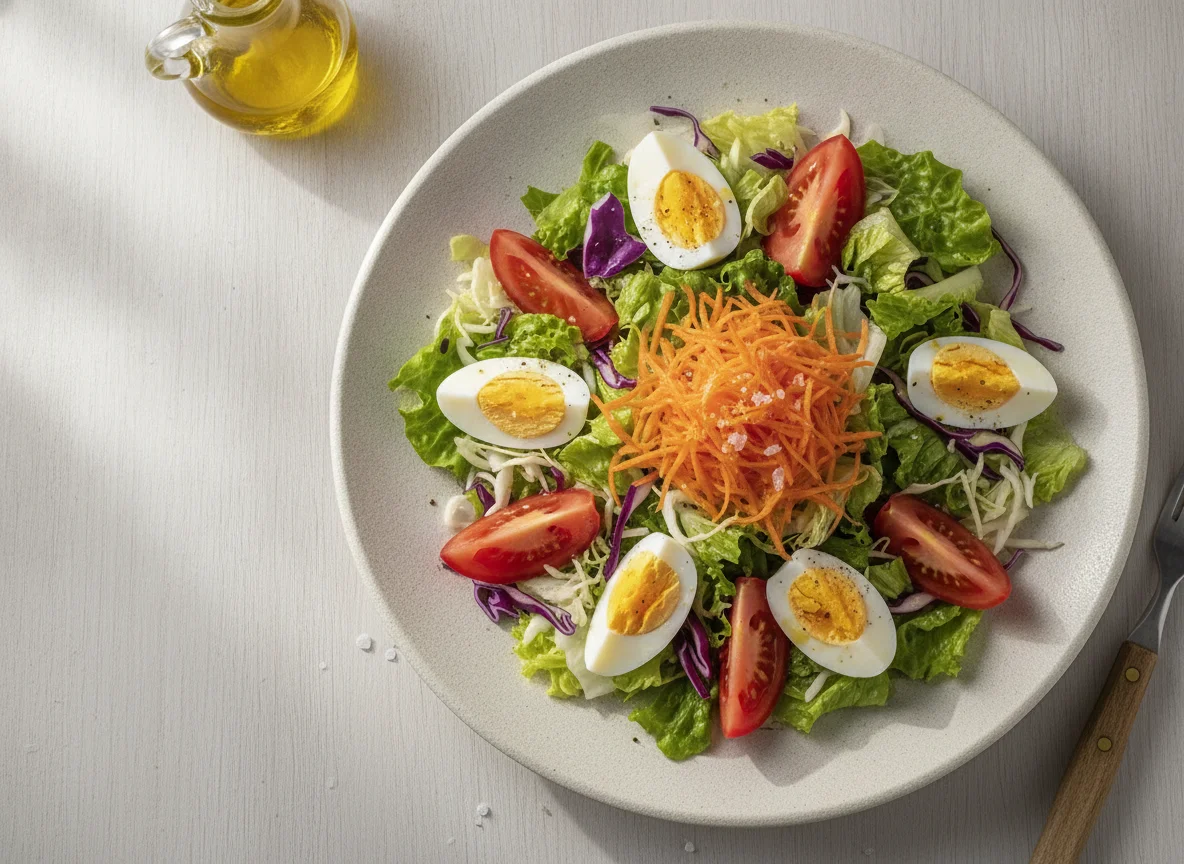 Ensalada mixta con huevo y repollo photo