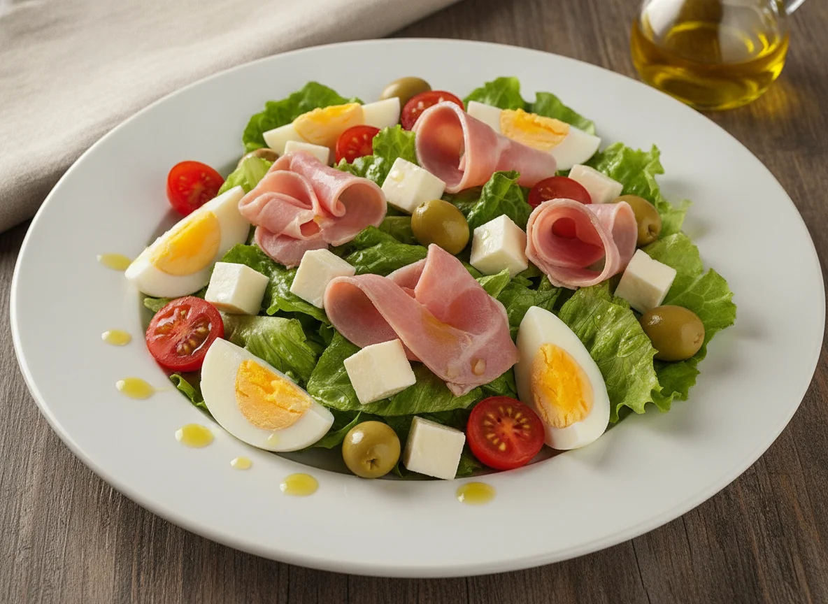 Ensalada mixta con jamón y huevo duro photo