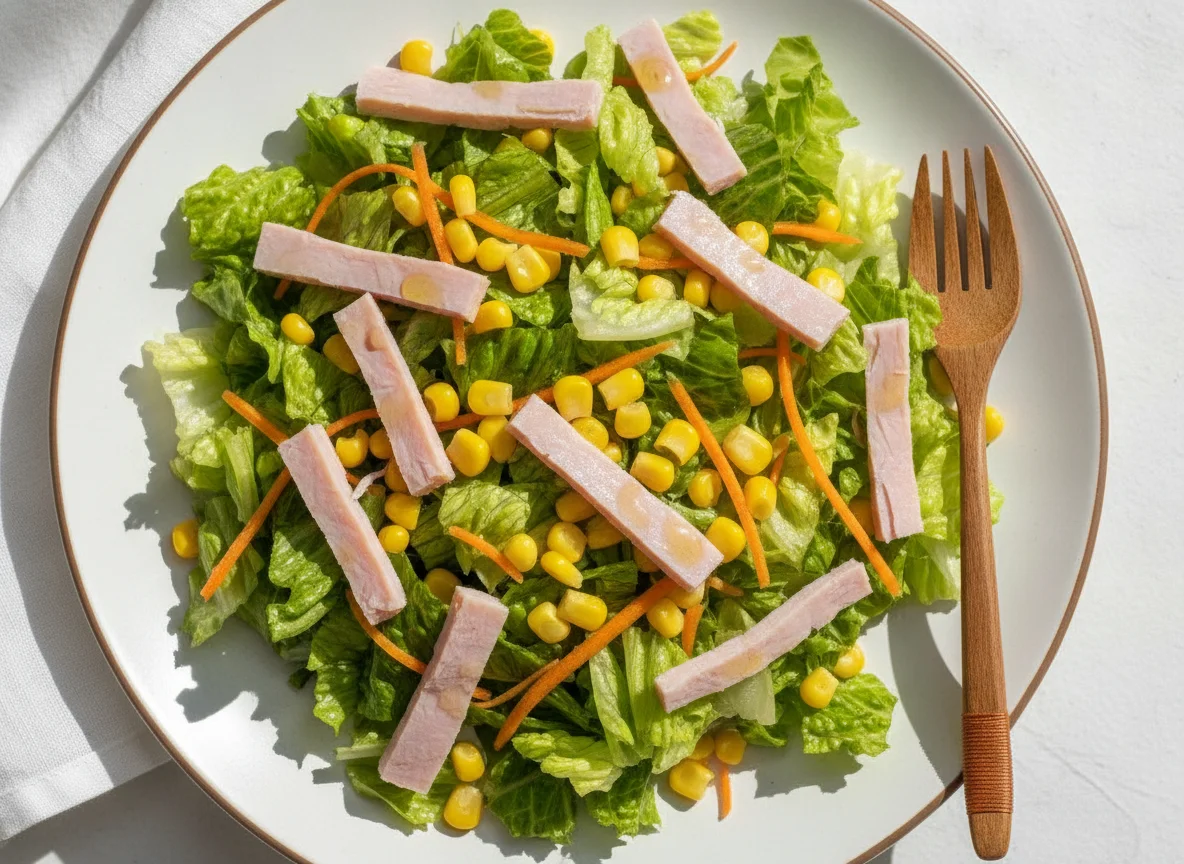 Ensalada mixta con jamón y maíz photo