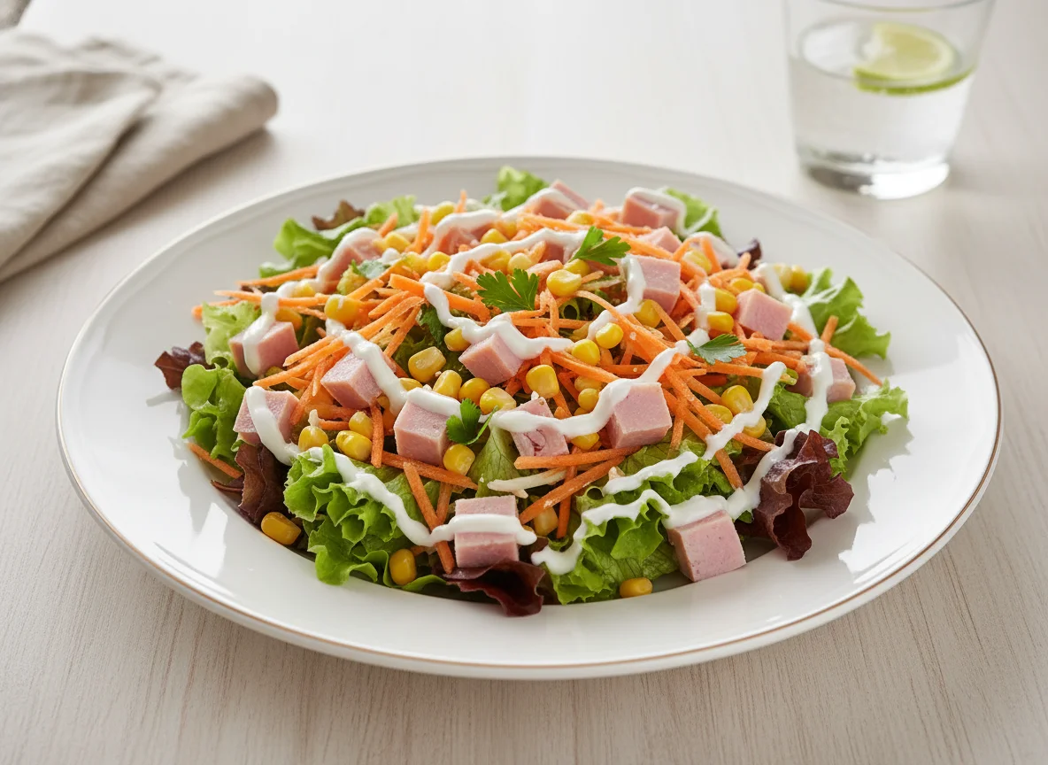 Ensalada mixta con jamón y zanahoria photo