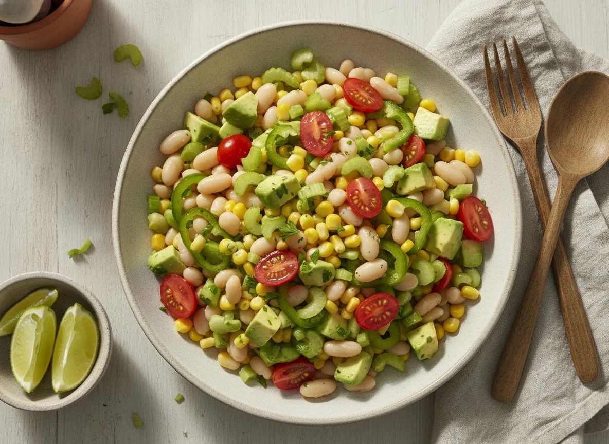 Ensalada mixta con legumbres y palta photo