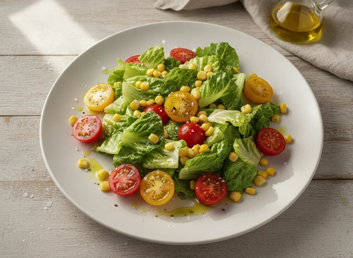 Ensalada mixta con maíz y tomate photo