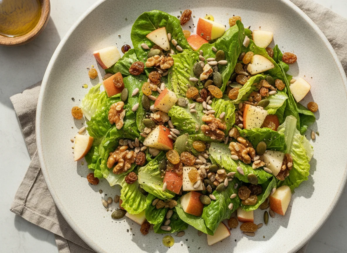 Ensalada mixta con manzana y frutos secos photo