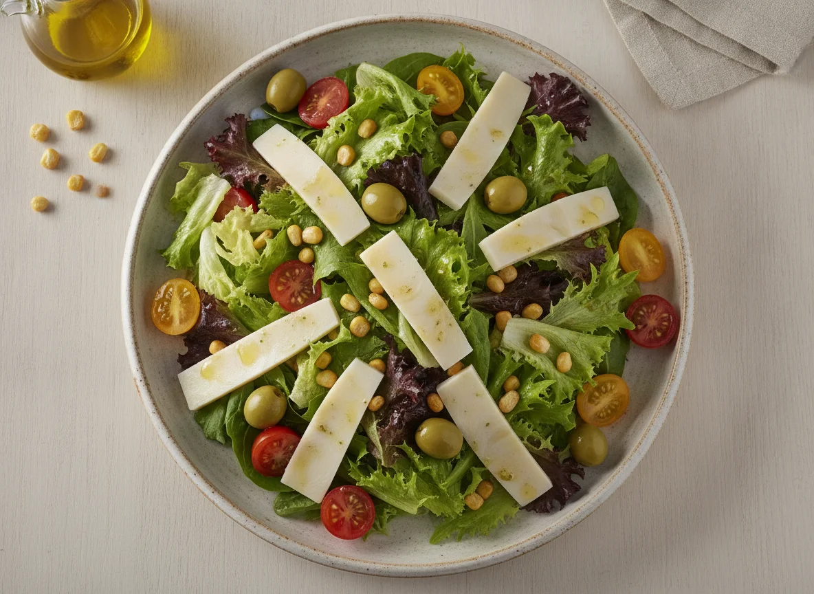 Ensalada mixta con palmitos y aceitunas photo