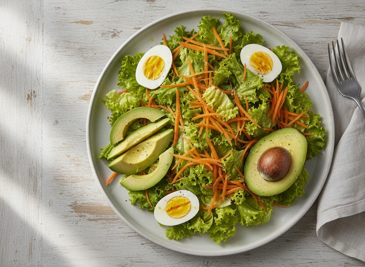 Ensalada mixta con palta y huevo photo