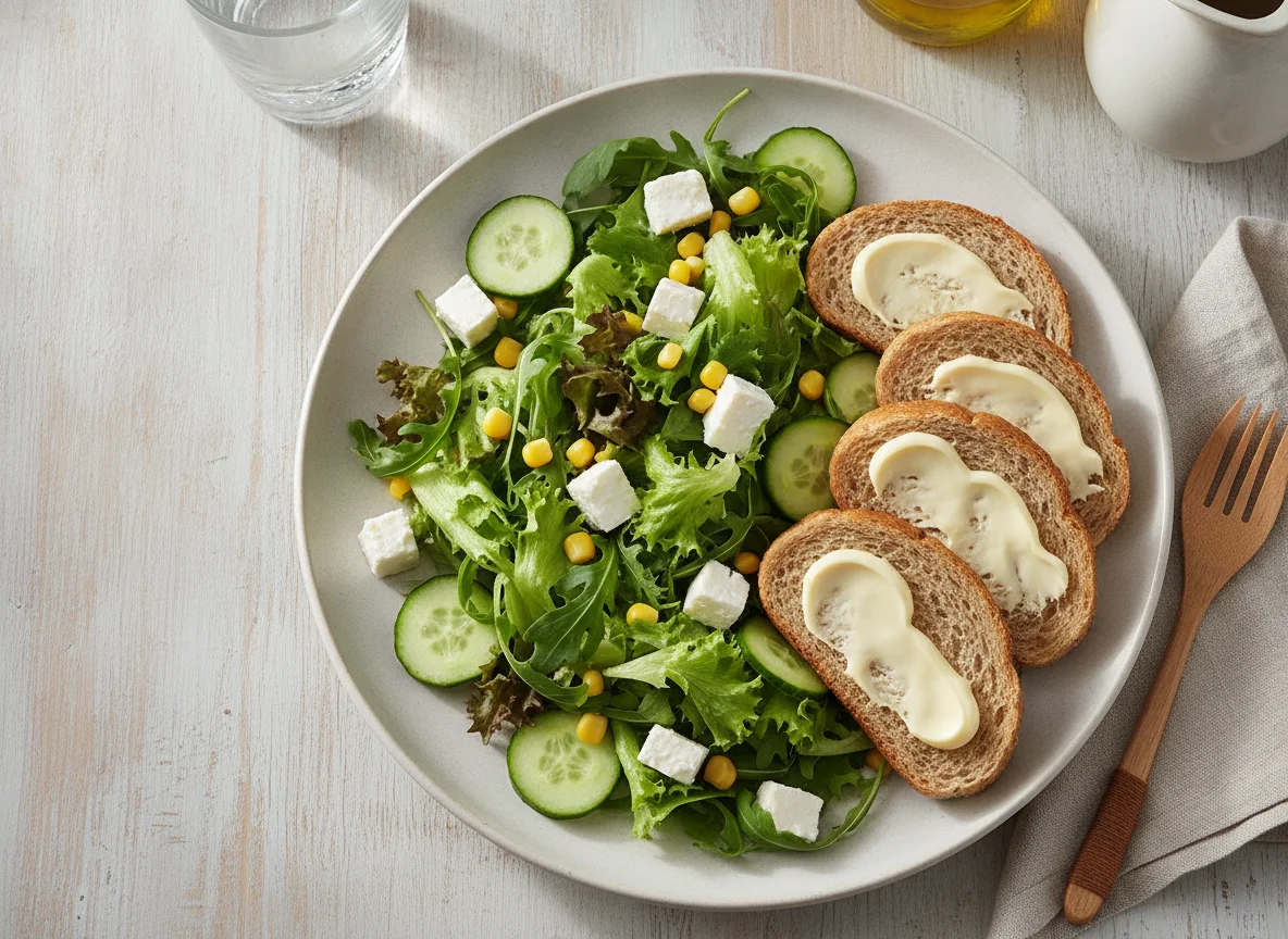 Ensalada mixta con pan integral photo