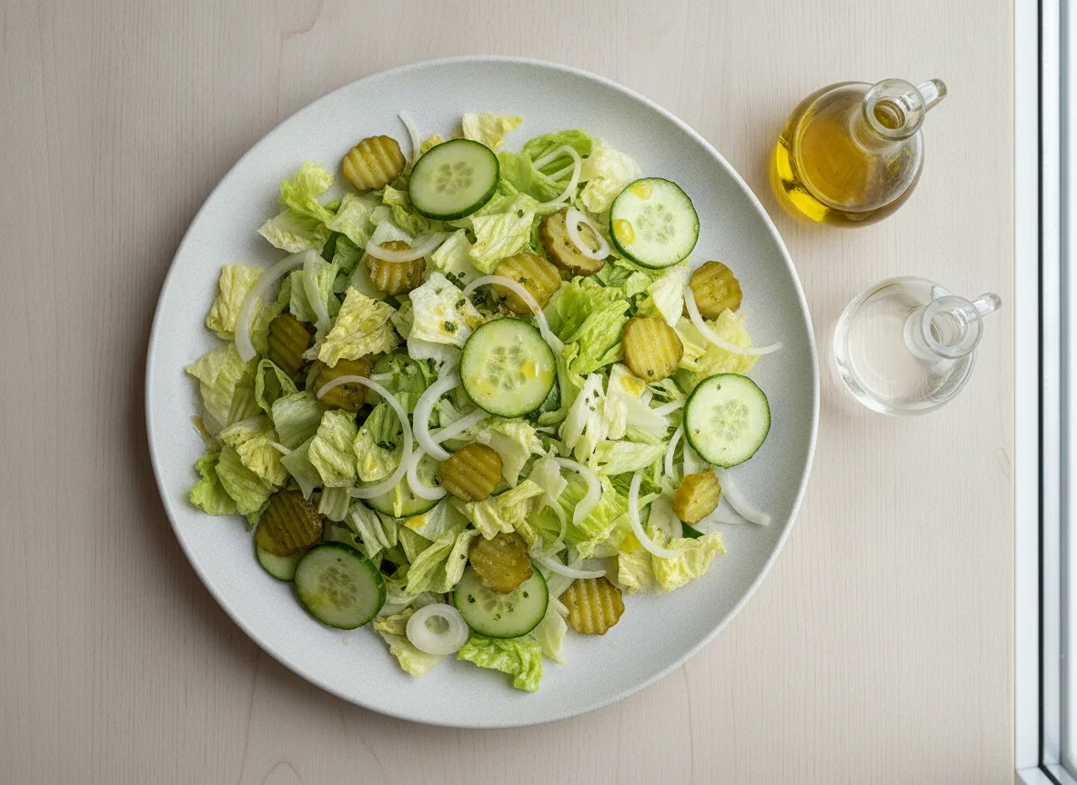 Ensalada mixta con pepino y pepinillos photo