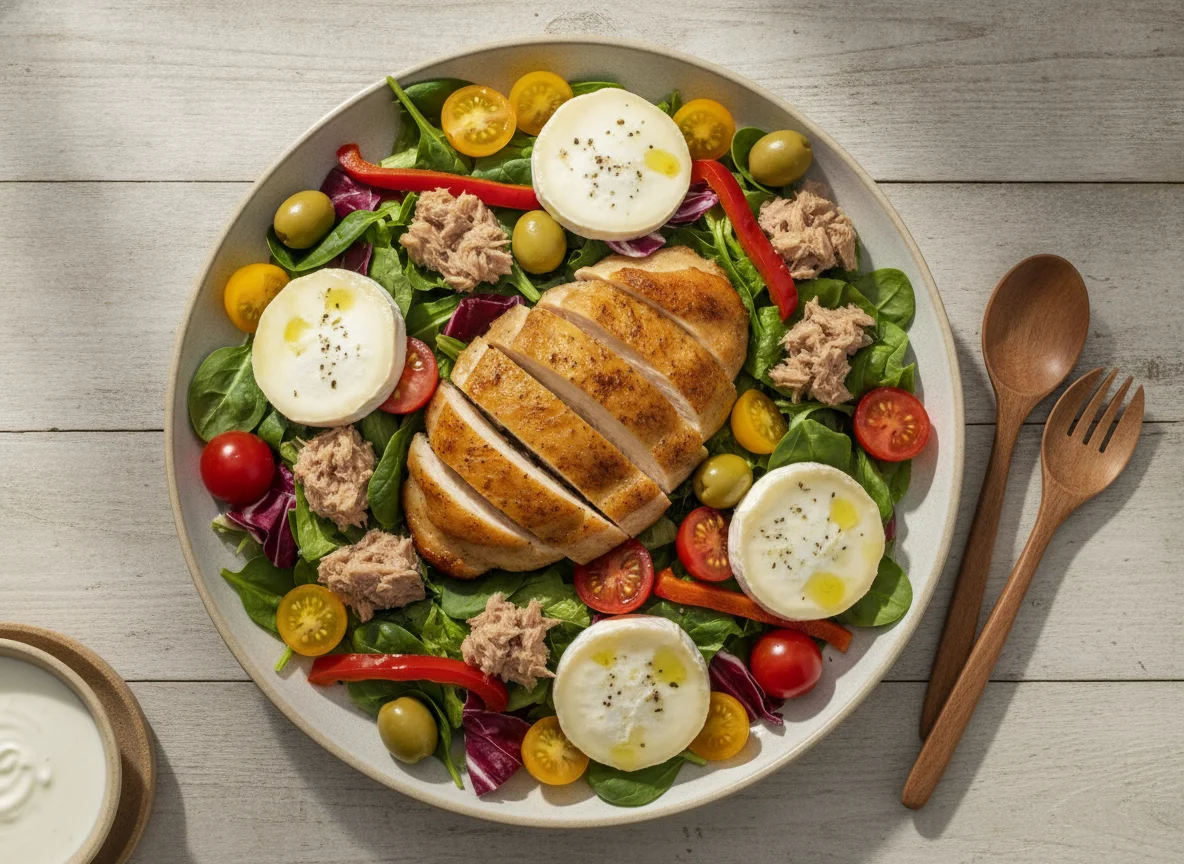 Ensalada mixta con pollo asado photo
