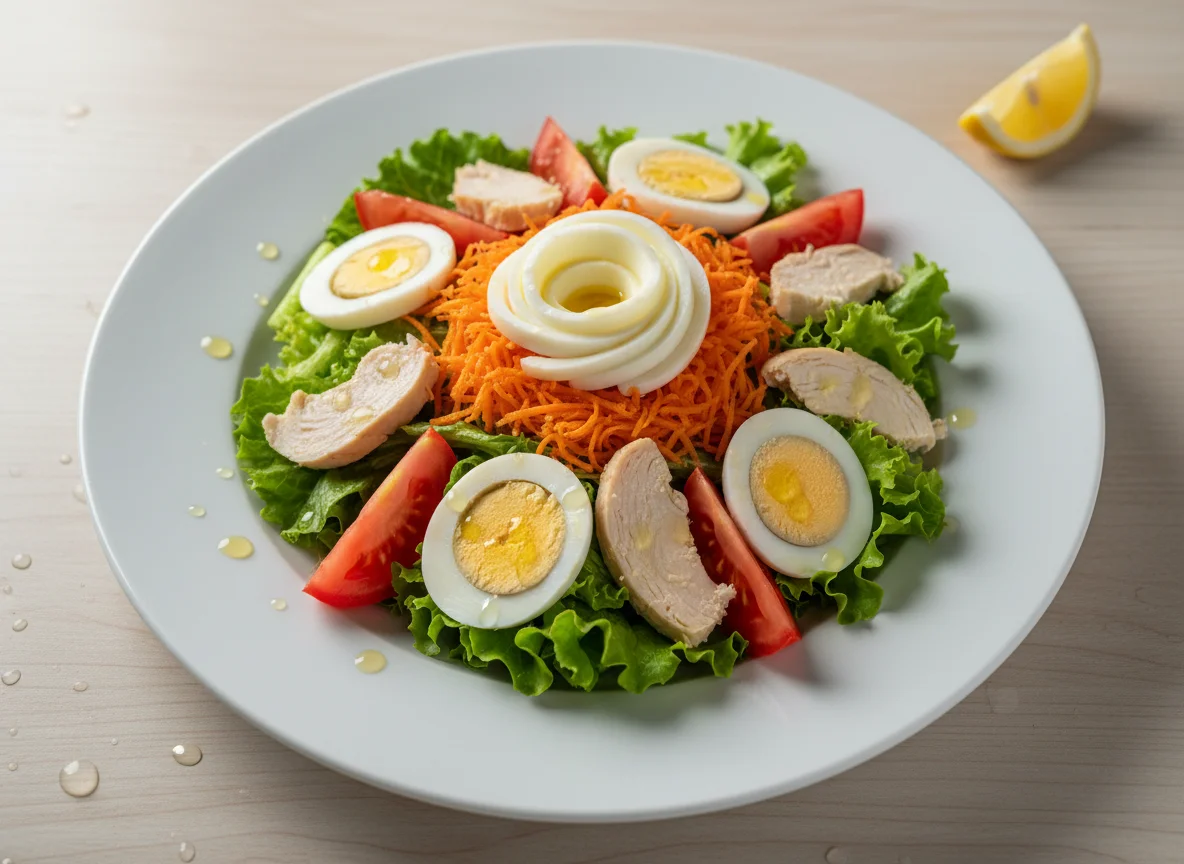 Ensalada mixta con pollo y huevo photo