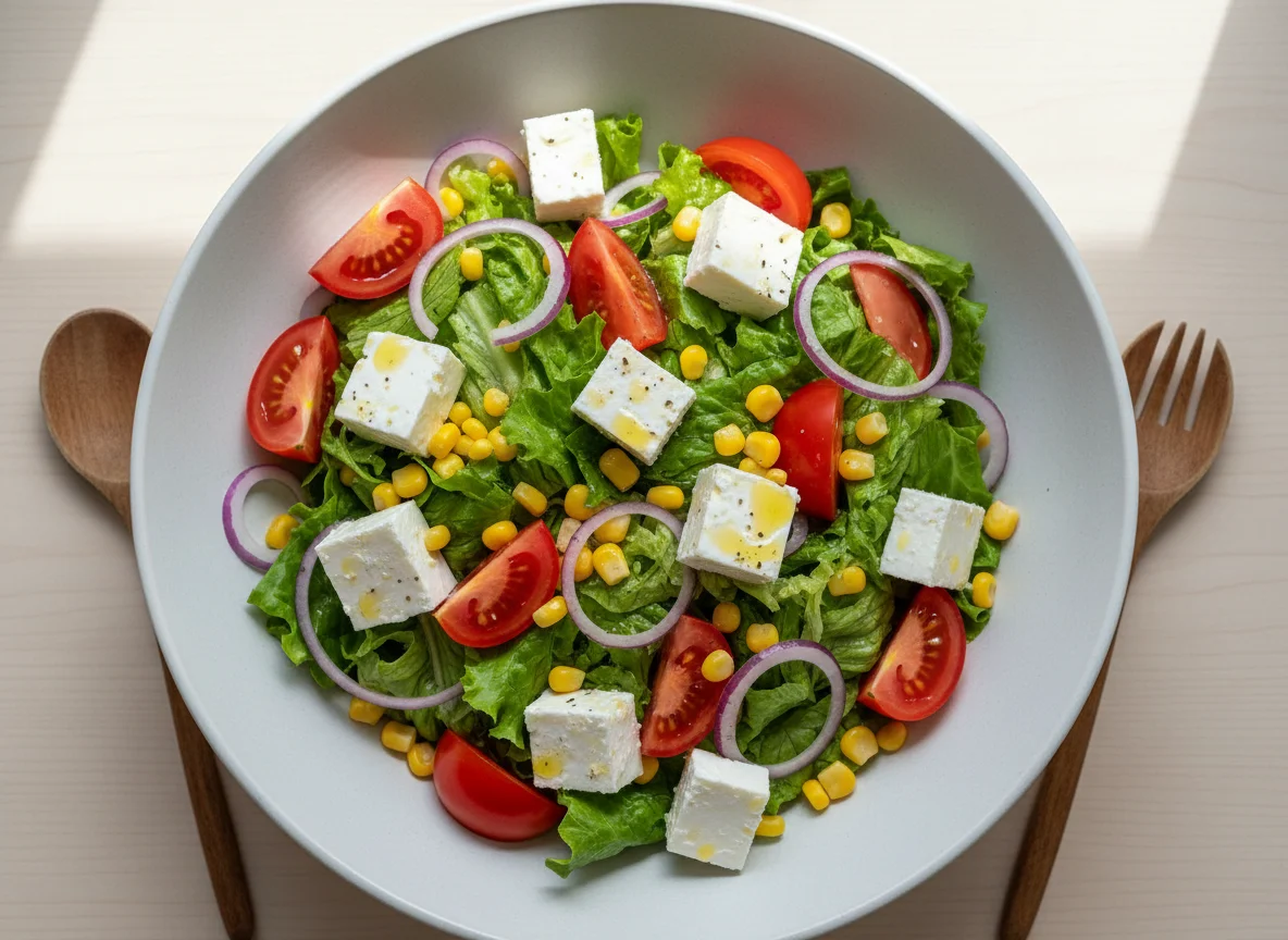 Ensalada mixta con queso feta photo