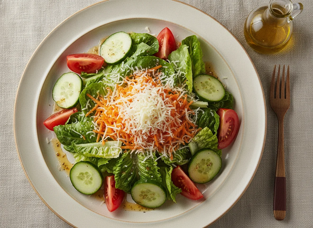 Ensalada mixta con queso rallado photo