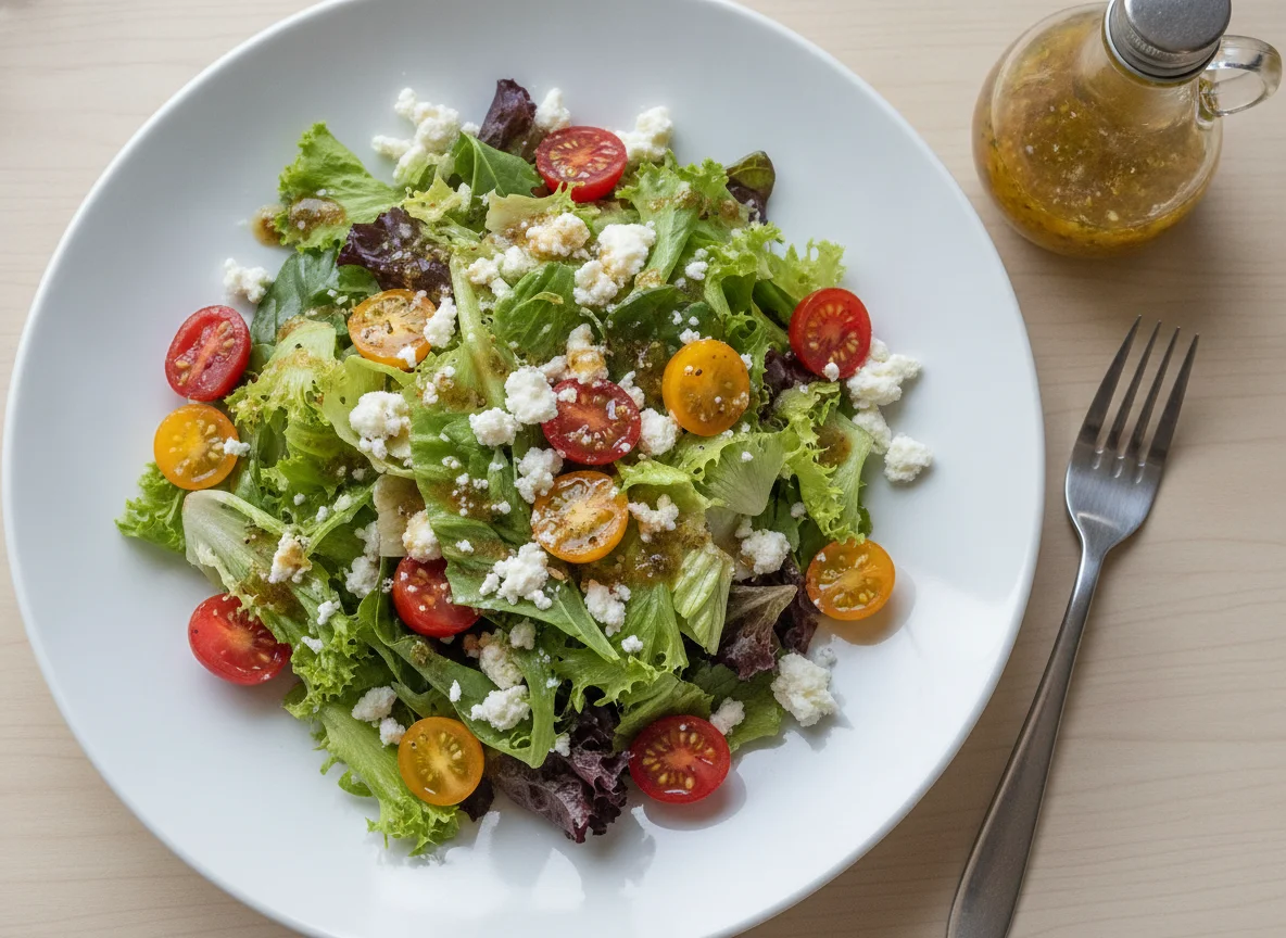 Ensalada mixta con queso y tomate photo