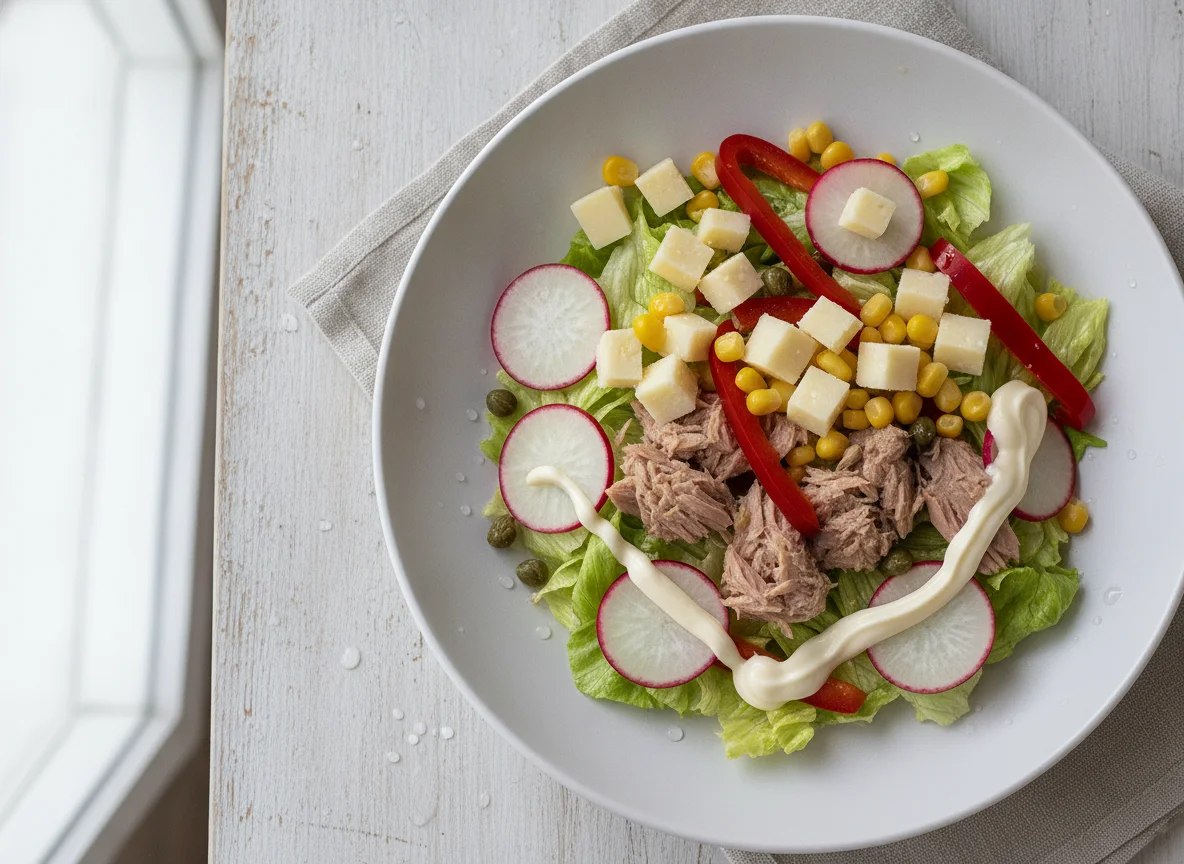 Ensalada mixta con rábano y atún photo