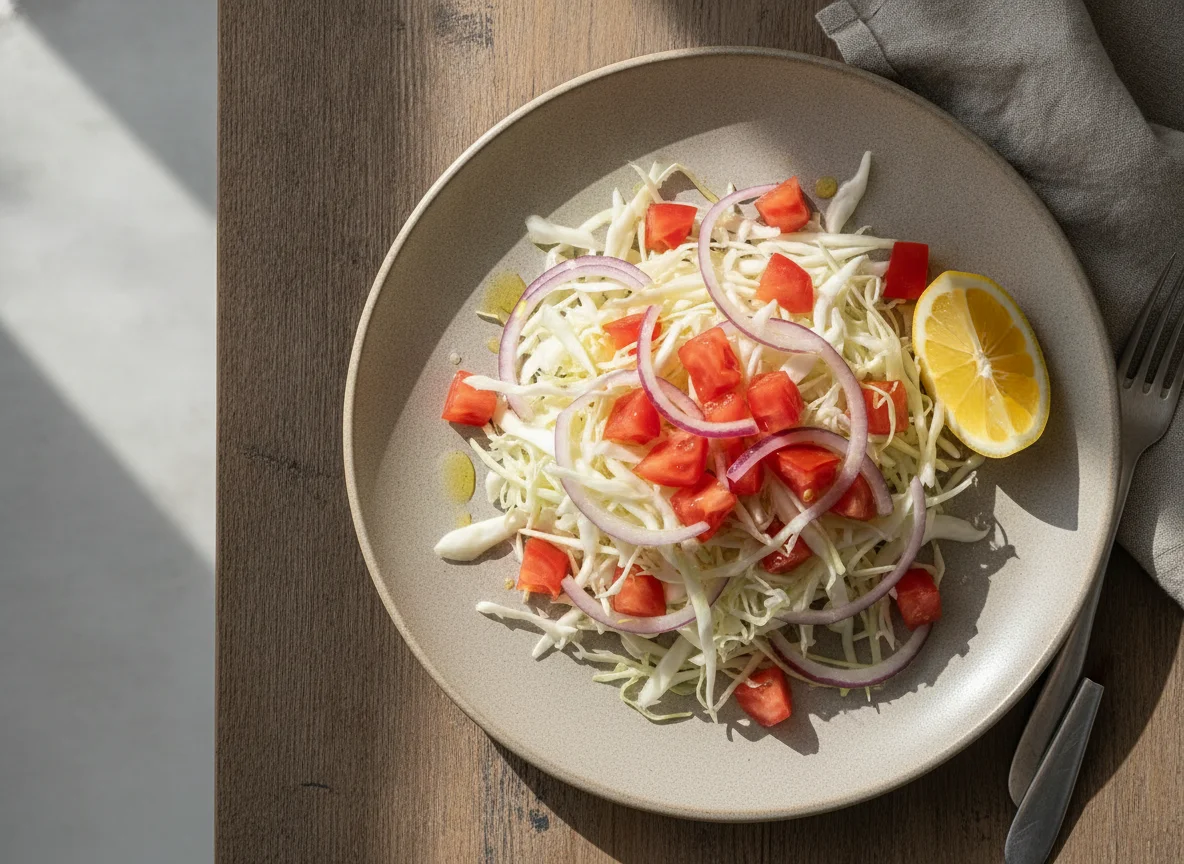 Ensalada mixta con repollo y cebolla morada photo