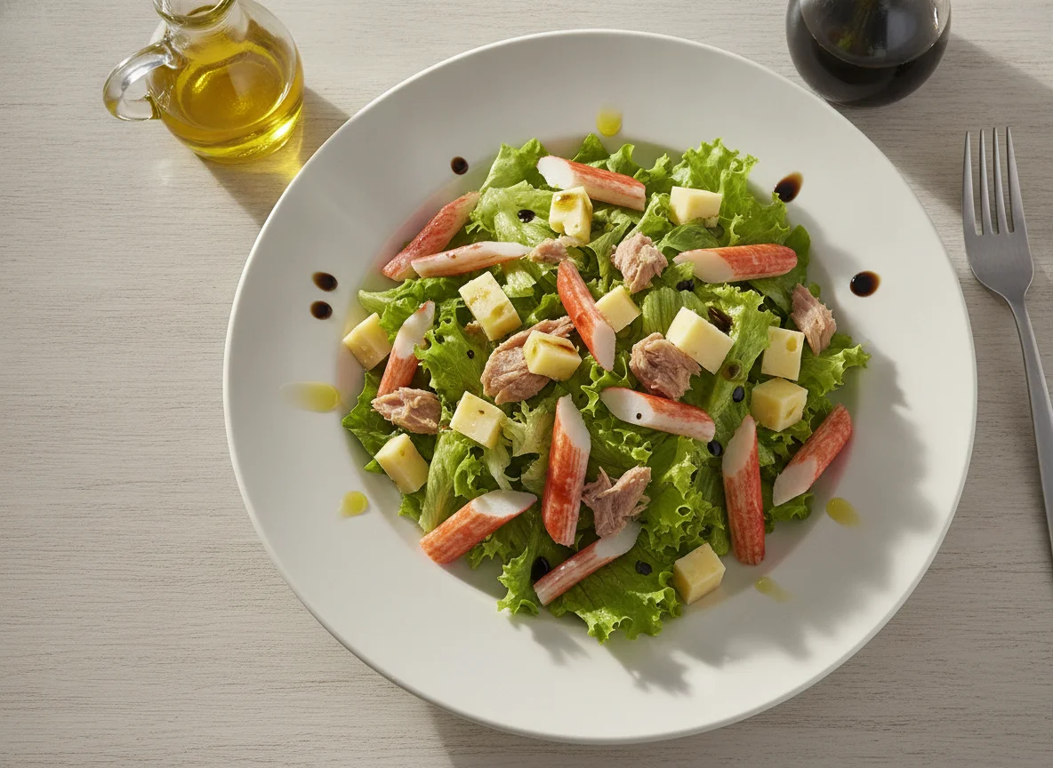 Ensalada mixta con surimi y queso photo