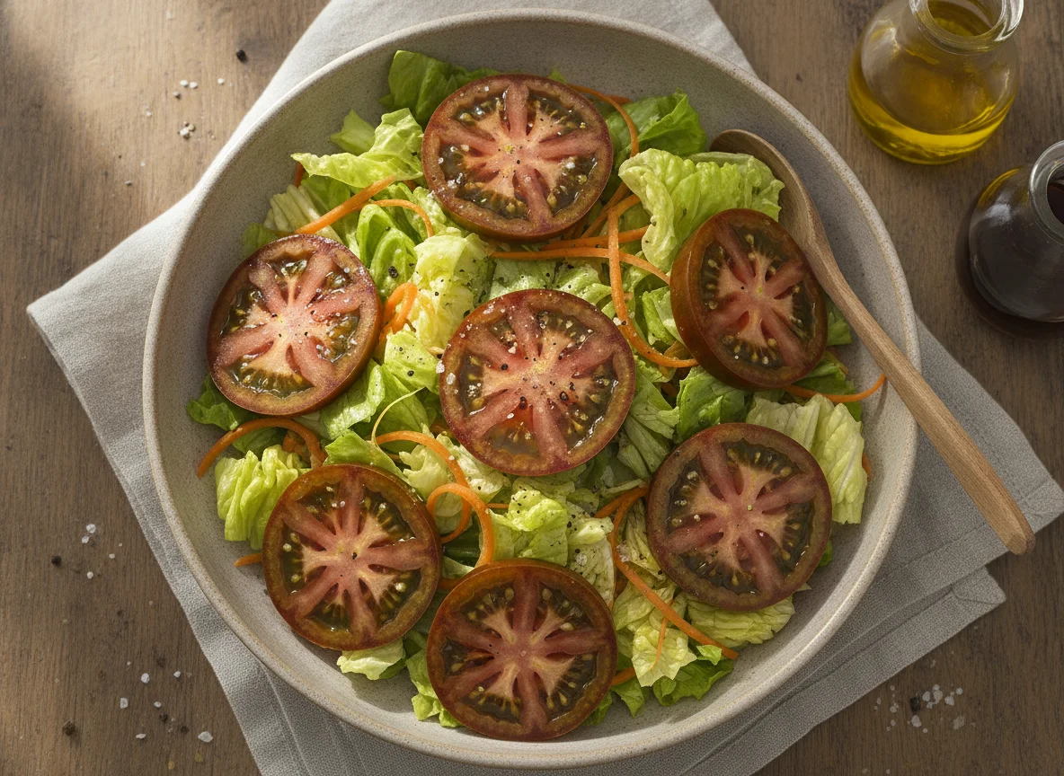 Ensalada mixta con tomate kumato photo