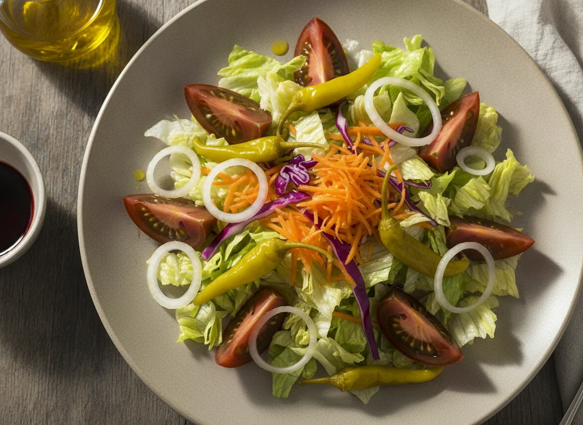 Ensalada mixta con tomate Kumato y guindilla photo