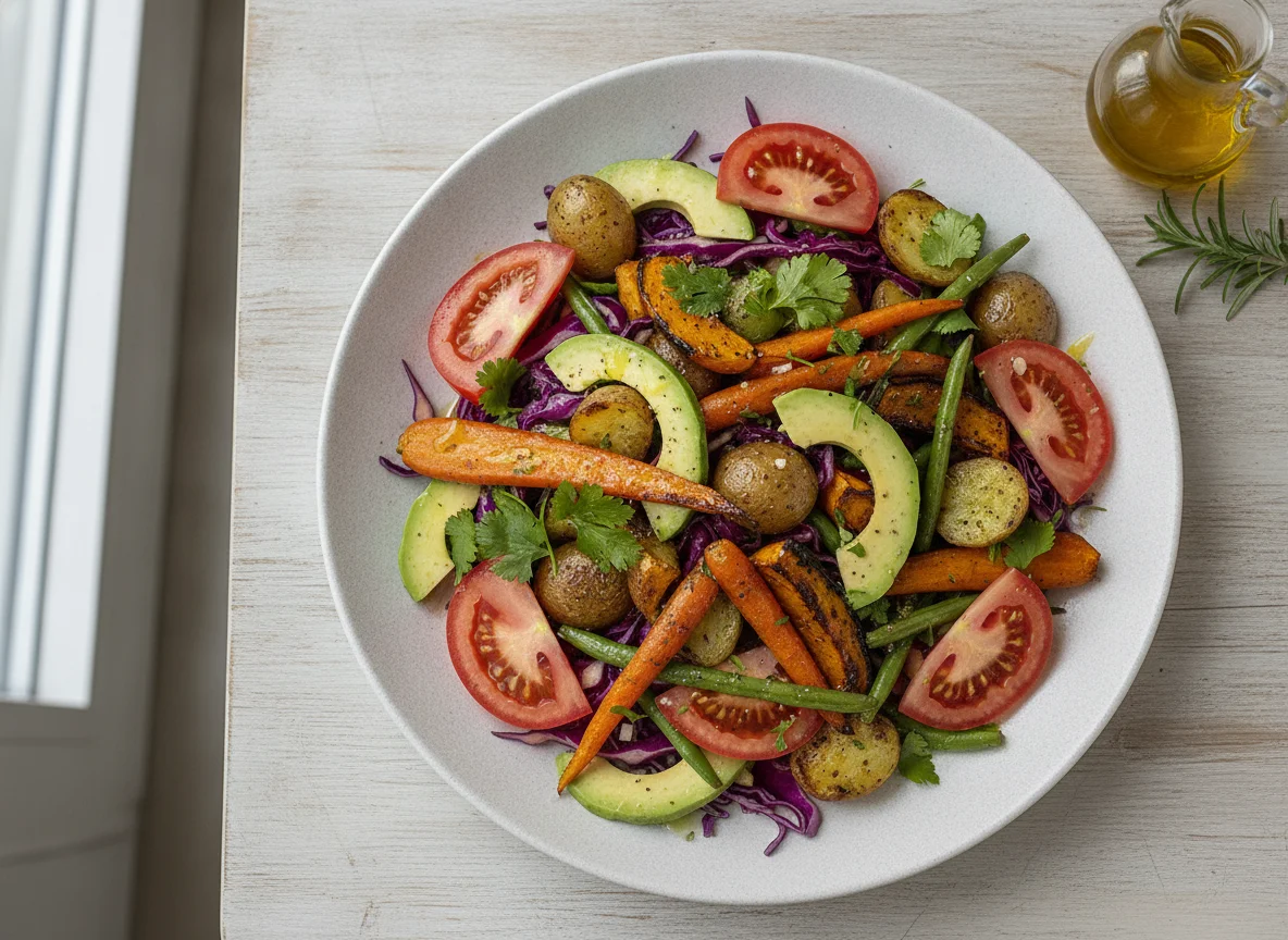 Ensalada mixta con vegetales asados photo