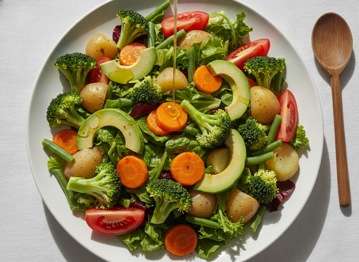 Ensalada mixta con vegetales cocidos photo