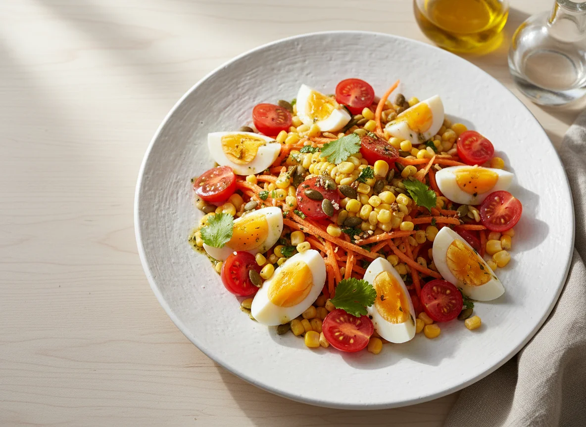 Ensalada mixta con zanahoria y huevo photo