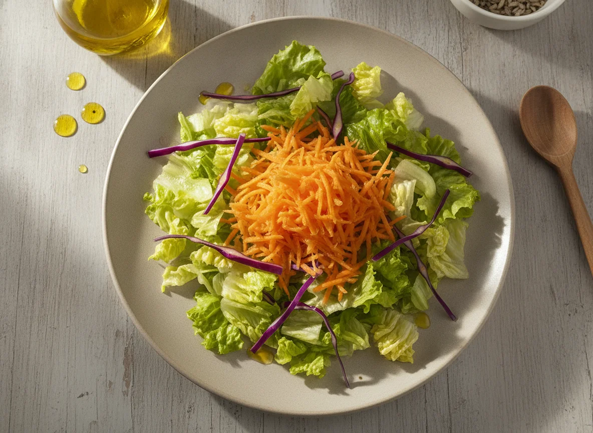 Ensalada mixta de lechuga, zanahoria y repollo colorado photo