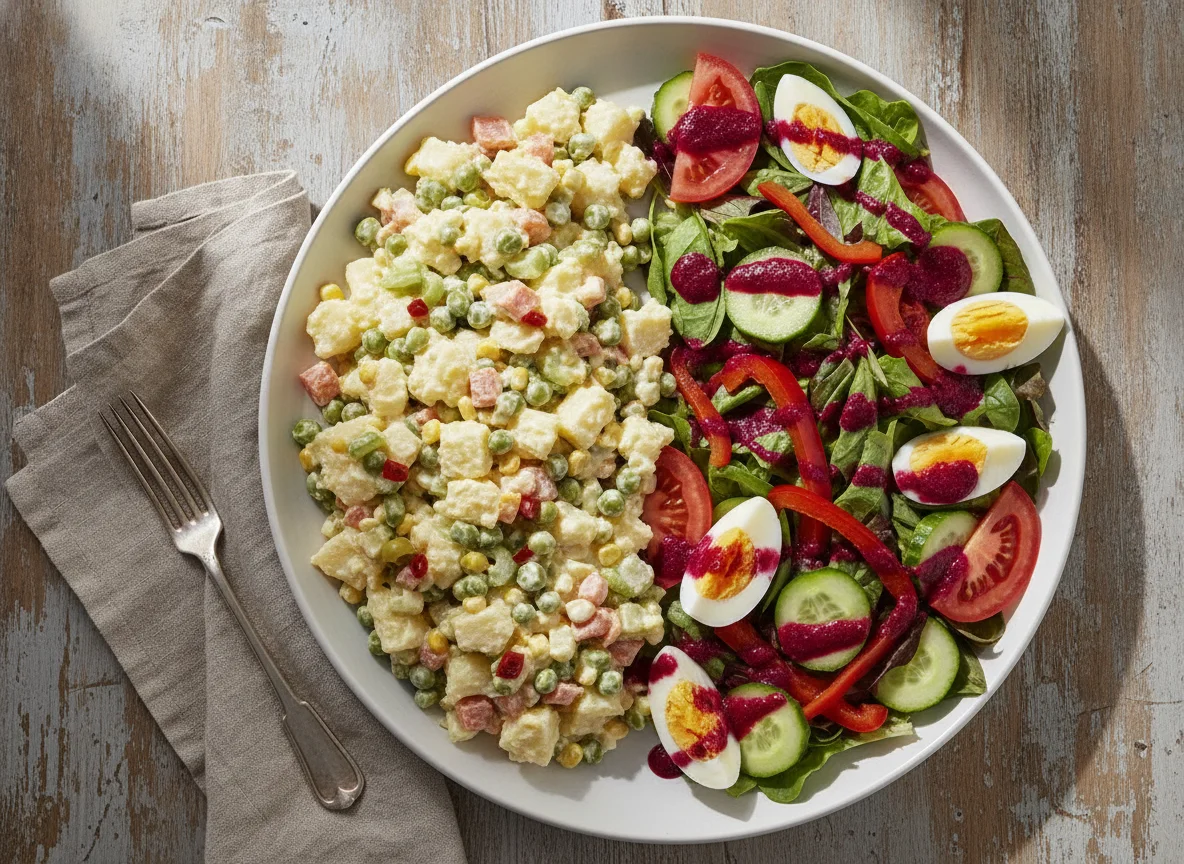 Ensalada mixta y ensalada rusa photo