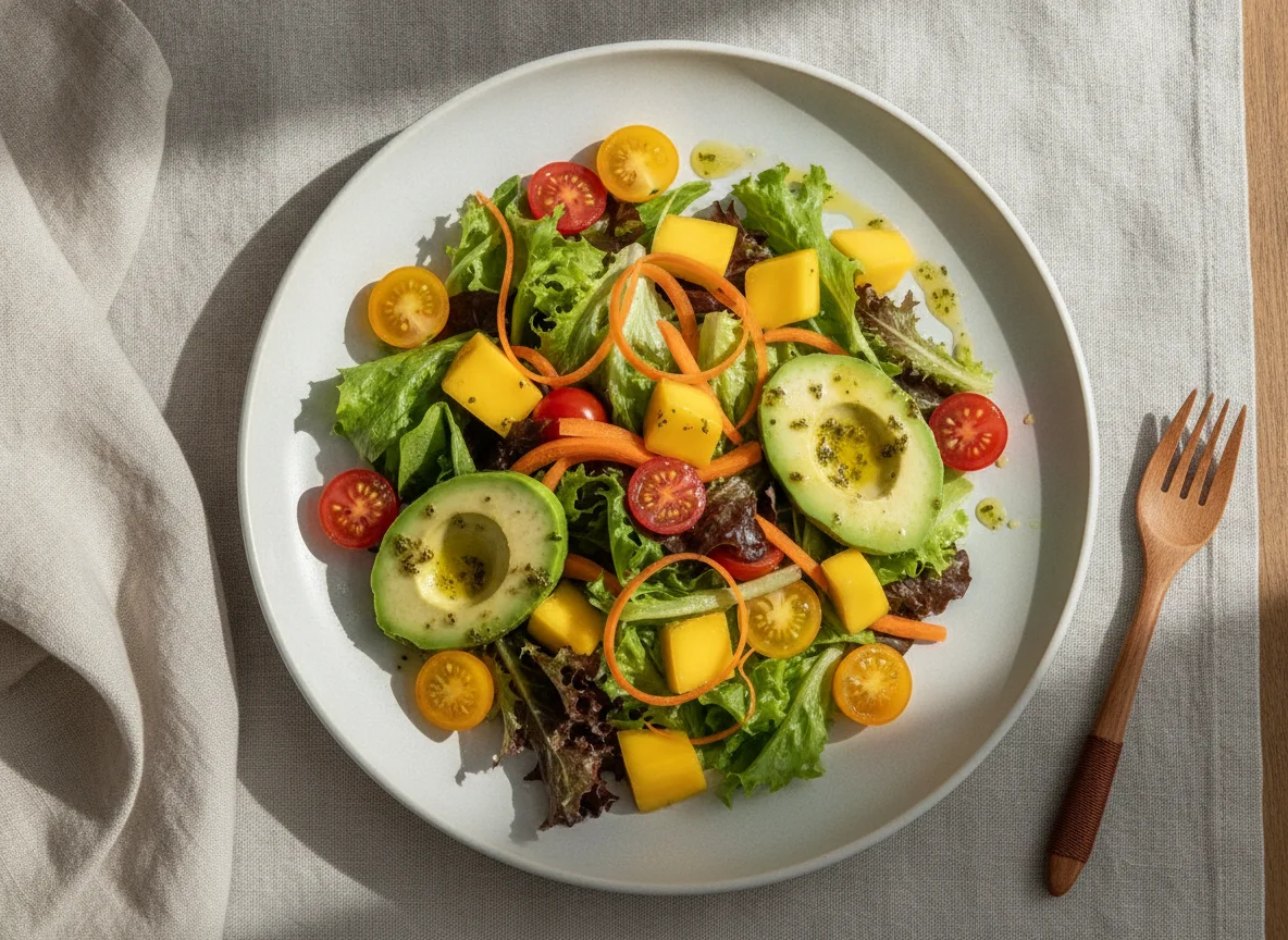 Ensalada tropical con aguacate y mango photo